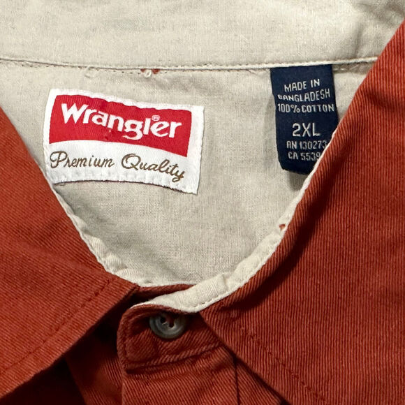 Wrangler Shirt Men's 2XL Outdoor Button Up Relaxed Orange Camping NEW Shirt - Picture 5 of 14